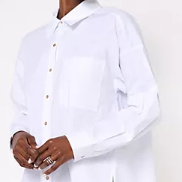 Attitudes by Renee Fly Away Woven Button Front Shirt - NWT - Picture 1 of 2